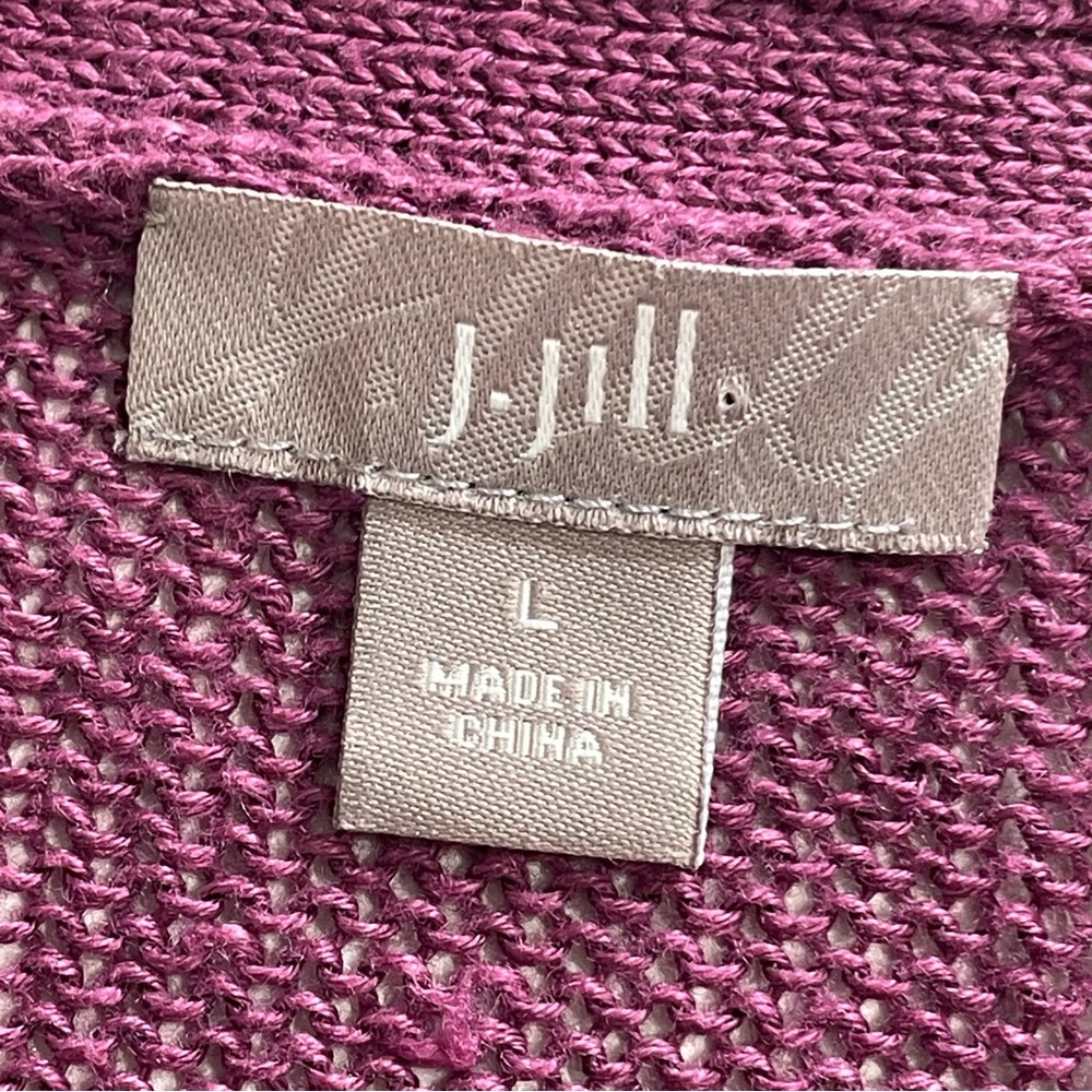 J. Jill Lightweight Sweater Roll Tab 3/4 Sleeves in Plumb Size Large - Picture 11 of 12